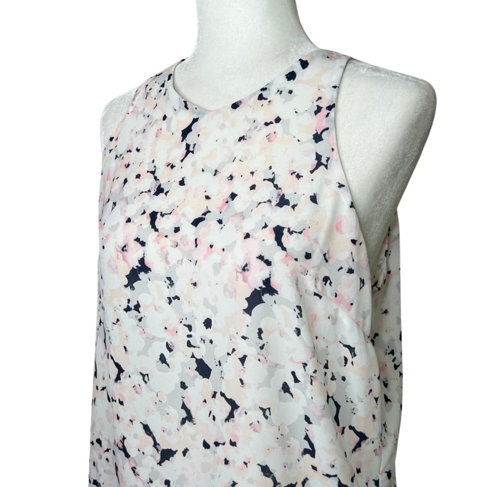 Alice Collection Floral Watercolor Chiffon Sleeveless Blouse White Pink Small S - Picture 3 of 13